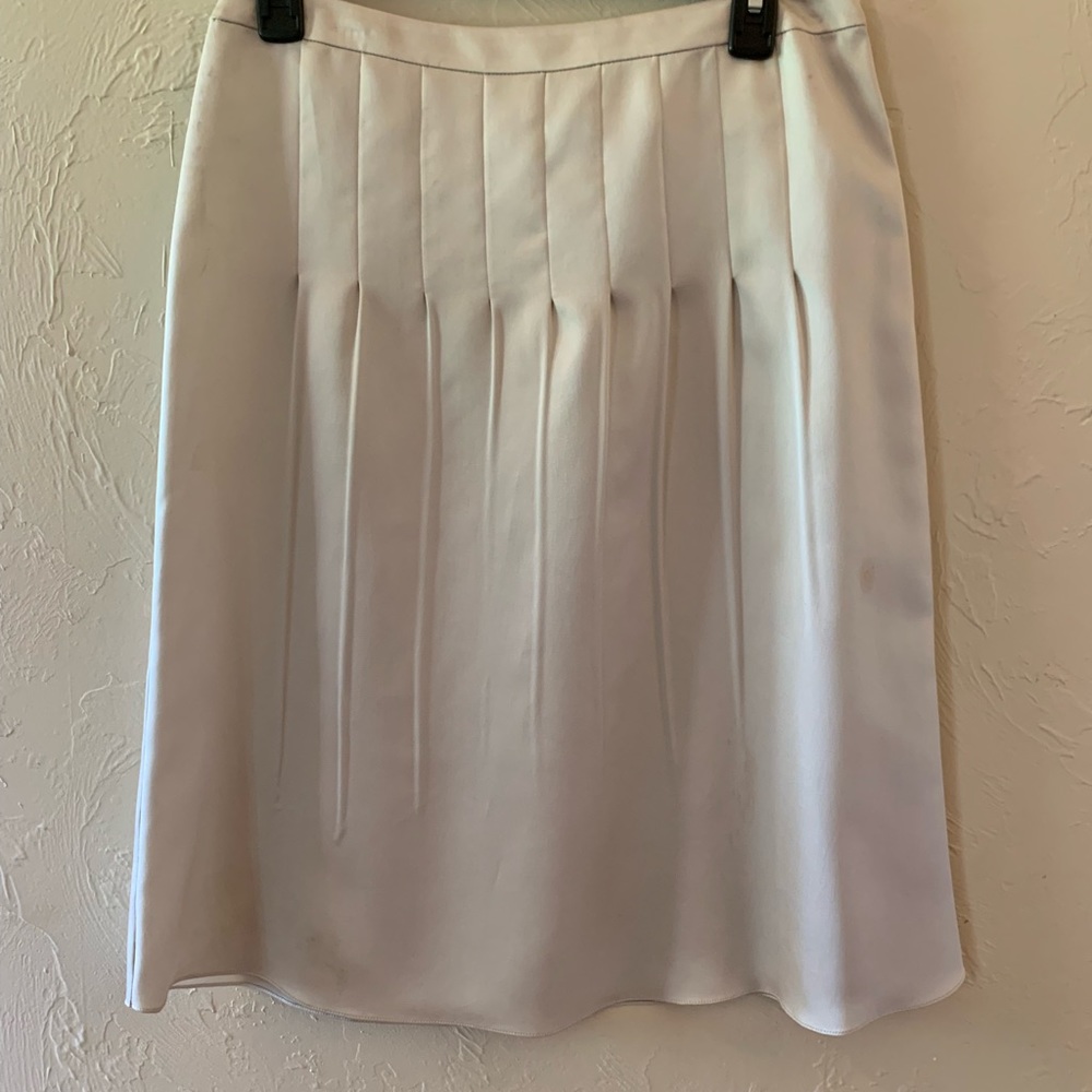 Ivory silky pleated skirt